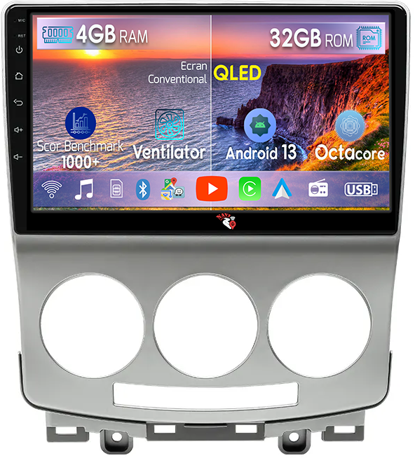 Navigatie dedicata Mazda 5 2005-2010, 4GB RAM 32 ROM, Android 13, QLED, Display 9", DSP, Internet, Youtube , Waze , WI-FI , USB , Bluetooth , Mirrorlink [1]