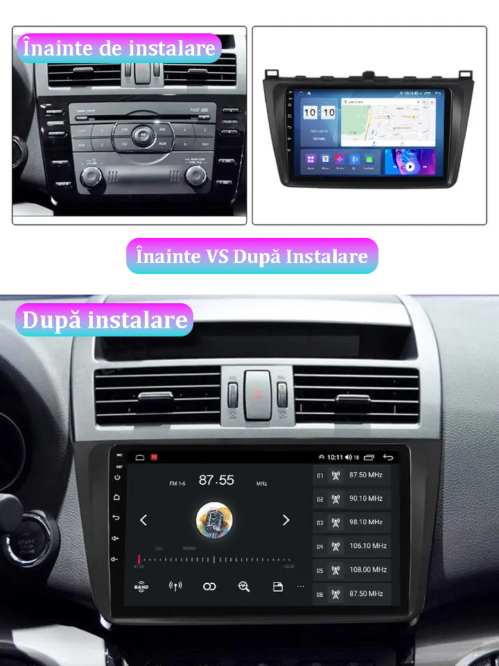 Navigatie dedicata Mazda 6 ( 2008 - 2014 ), 4GB RAM 64GB ROM, Octacore, Android 13, Display QLED 9", DSP, Carplay, Android Auto, Internet, Youtube, Waze, WIFI, Bluetooth [4]