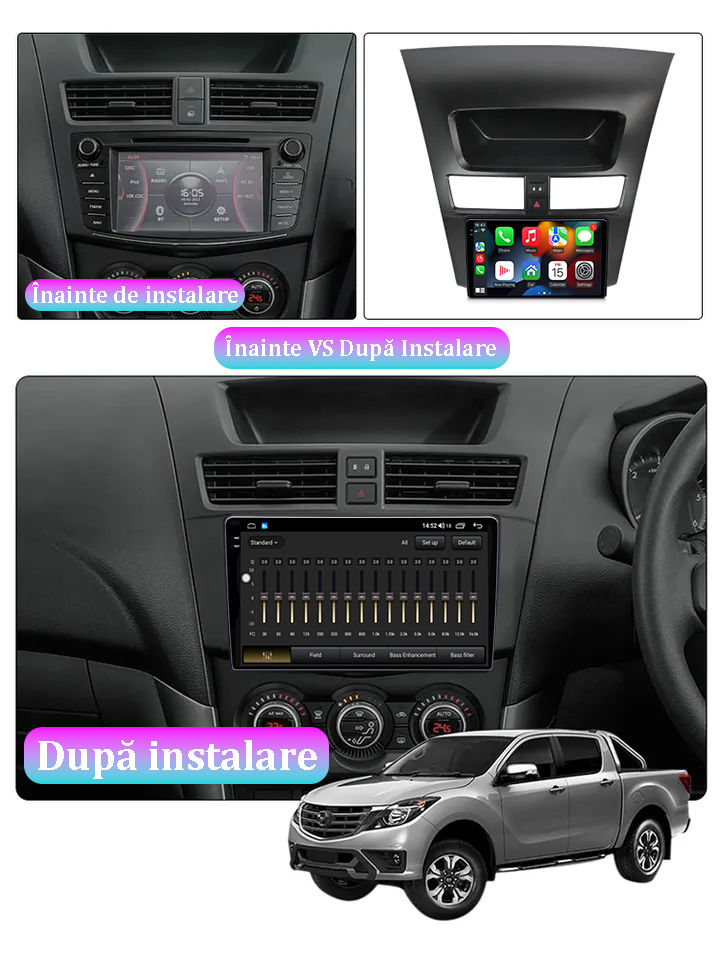 Navigatie dedicata Mazda BT-50 2011-2020, 12GB RAM 256GB ROM, Android 13, Rezolutie 2K, Display QLED, 9", DSP, Carplay, Android Auto, Internet, Youtube, Waze, Wi Fi, USB [2]