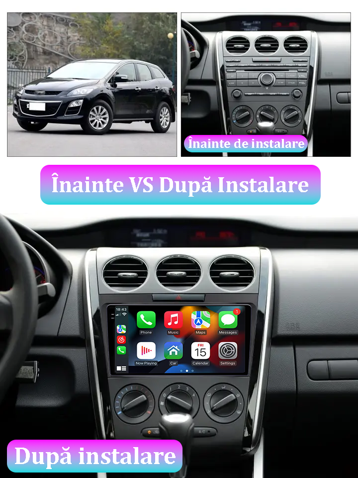 Navigatie dedicata Mazda CX-7 2008-2015, 12GB RAM 256GB ROM, Android 13, Rezolutie 2K, Display QLED, 9", DSP, Carplay, Android Auto, Internet, Youtube, Waze, Wi Fi, USB [5]