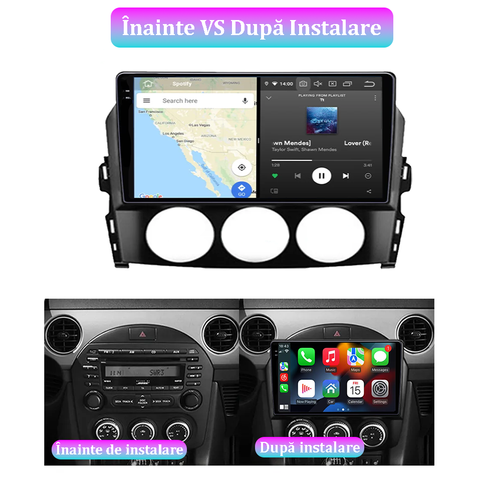 Navigatie dedicata Mazda MX-5 2008-2015, 12GB RAM 256GB ROM, Android 13, Rezolutie 2K, Display QLED, 9", DSP, Carplay, Android Auto, Internet, Youtube, Waze, Wi Fi, USB [5]