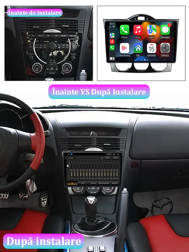 Navigatie dedicata Mazda RX-8 2008-2021, 12GB RAM 256GB ROM, Android 13, Rezolutie 2K, Display QLED, 9", DSP, Carplay, Android Auto, Internet, Youtube, Waze, Wi Fi, USB [5]
