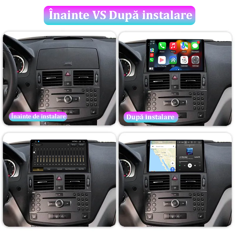 Navigatie dedicata Mercedes Benz W204, C-Class din 2006 - 2012, 12GB RAM 256GB ROM, Android 13, Rezolutie 2K, Display QLED, 9", DSP, Carplay, Android Auto, Internet, Youtube, Waze [2]