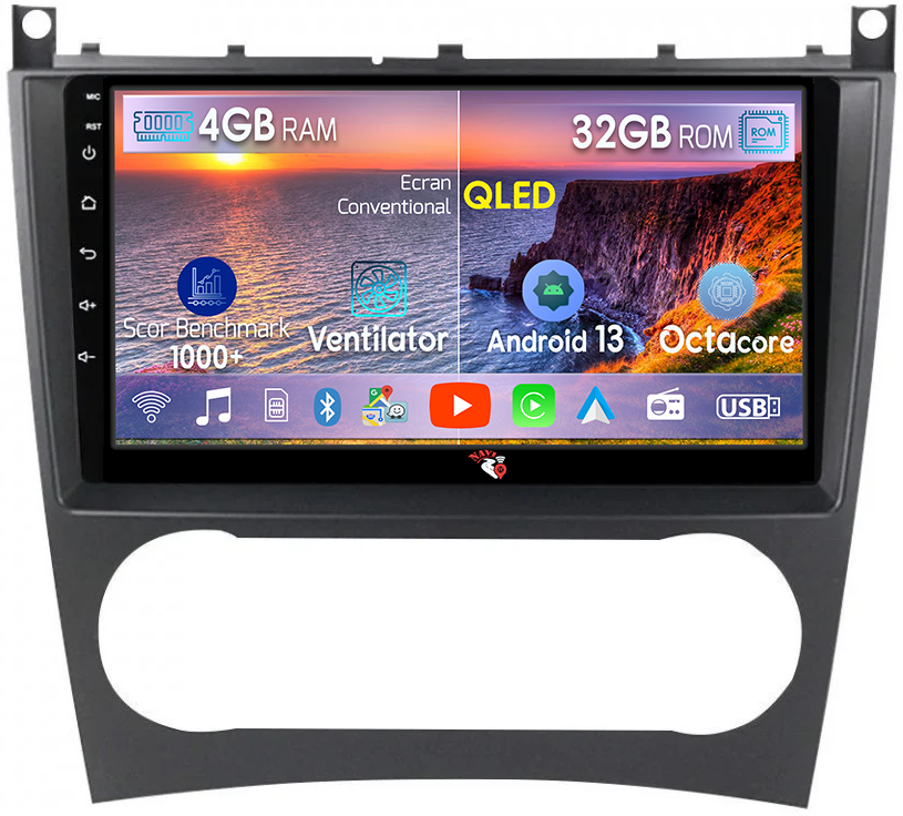 Navigatie dedicata Mercedes G-Class W463 2002-2012, 4 GB RAM 32 ROM, Android 13, Display QLED, 9", DSP, Carplay, Android Auto, Internet, Youtube , Waze , WI-FI , USB , Bluetooth [1]