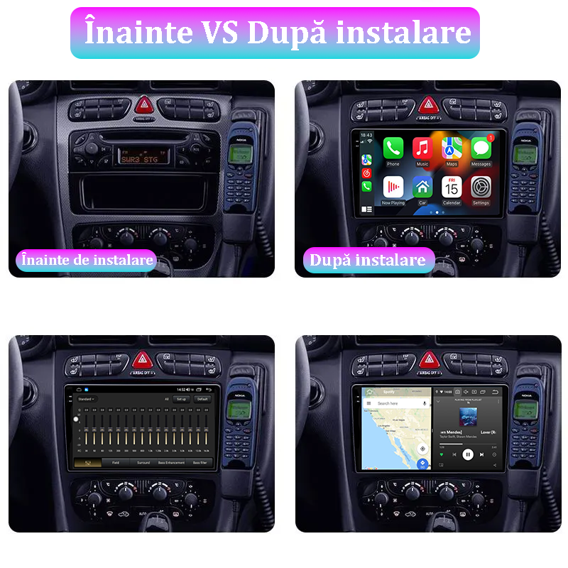 Navigatie dedicata Mercedes C-Class W203 / CLK 320 2000-2004, 12GB RAM 256GB ROM, Android 13, Rezolutie 2K, Display QLED, 9", DSP, Carplay, Android Auto, Internet, Youtube, Waze, [5]