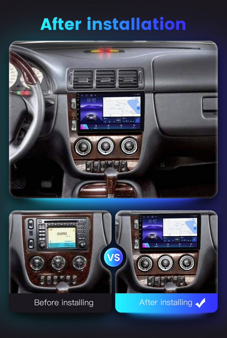 Navigatie dedicata Mercedes ML W163 2001 - 2005, 4 GB RAM 64 ROM, Android 13, Display QLED, 9", DSP, Carplay, Android Auto, Internet, Youtube , Waze , WI-FI , USB , Bluetooth [5]