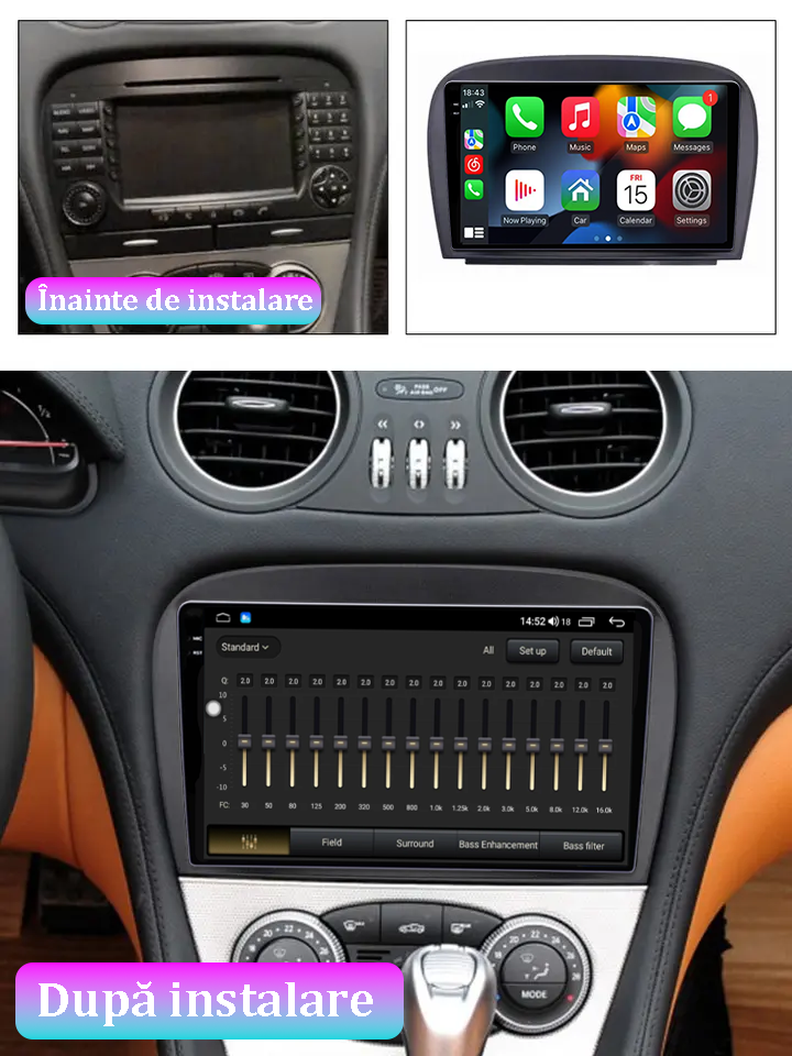 Navigatie dedicata Mercedes SL W230 2004-2011 A-W230, 12GB RAM 256GB ROM, Android 13, Rezolutie 2K, Display QLED, 9", DSP, Carplay, Android Auto, Internet, Youtube, Waze, Wi Fi, U [2]