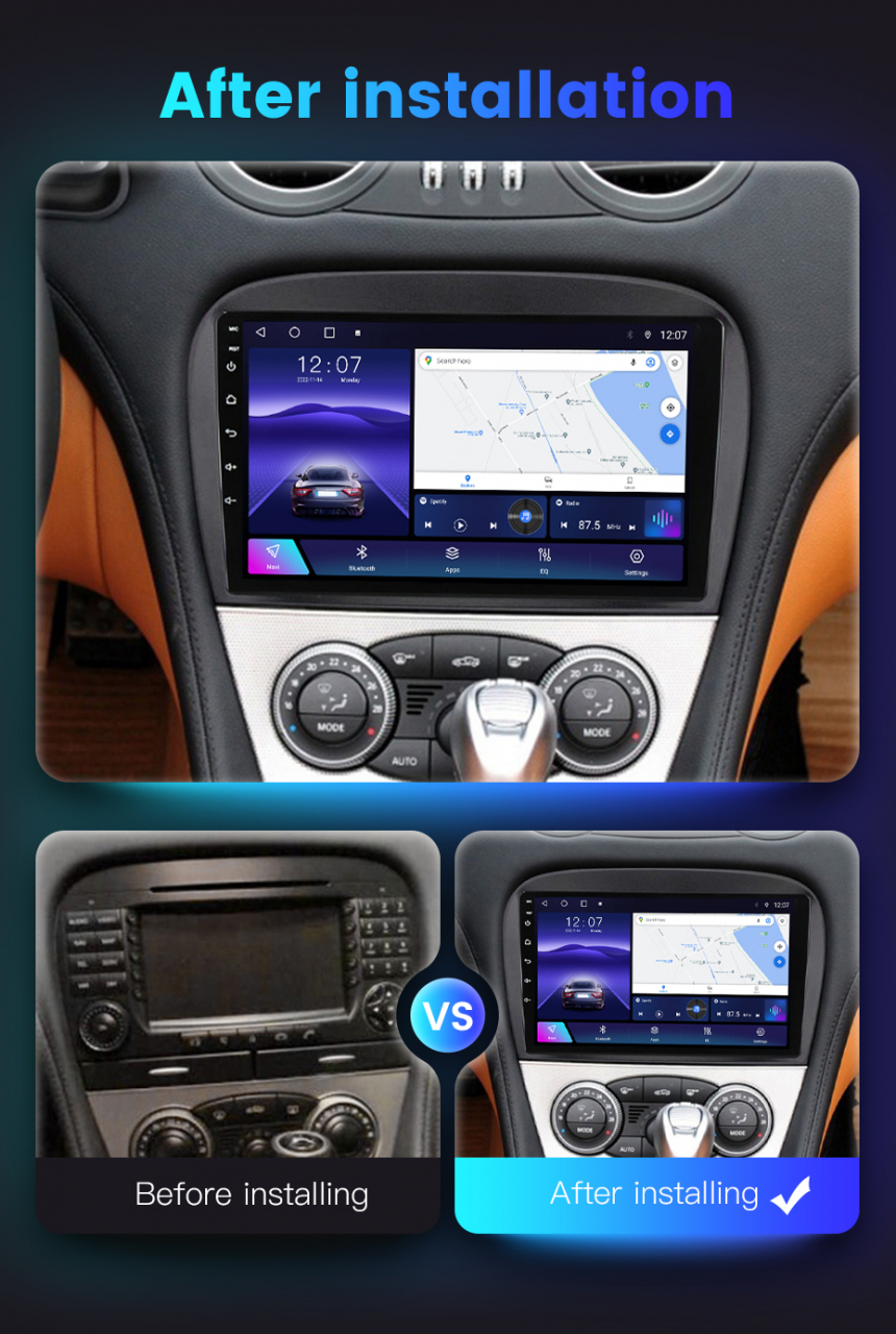 Navigatie dedicata Mercedes SL W230 2004-2011 A-W230, 8GB RAM 128GB ROM, Octacore, Platforma 7862, Android 14, Display QLED 9”, Suporta camera 360º, DSP, Carplay&Android Auto, SIM 4G, Ventilator Activ [5]