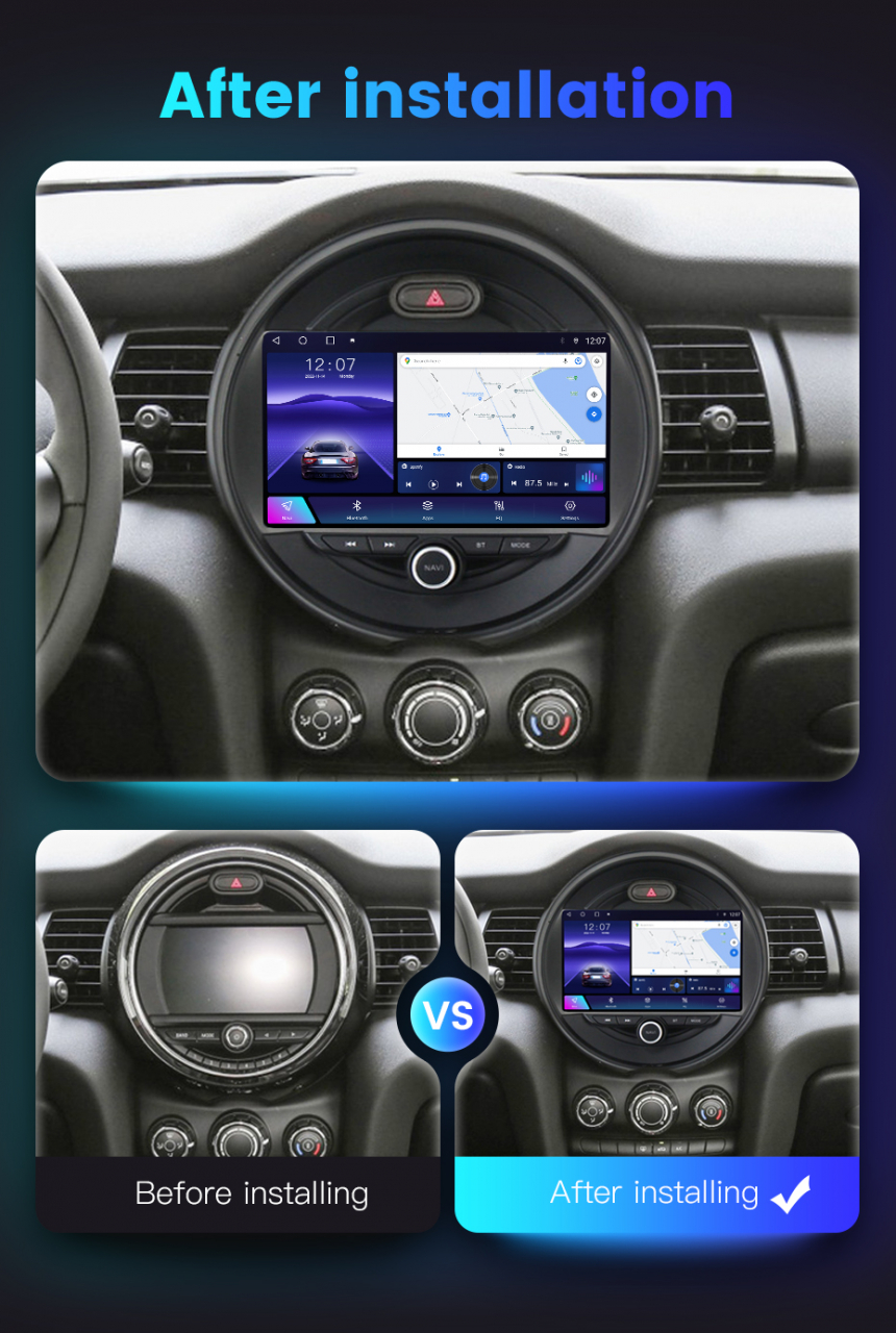 Navigatie dedicata Mini Cooper 2015-2019, 12GB RAM 256GB ROM, Android 13, Rezolutie 2K, Display QLED, 9", DSP, Carplay, Android Auto, Internet, Youtube, Waze, Wi Fi, USB [4]