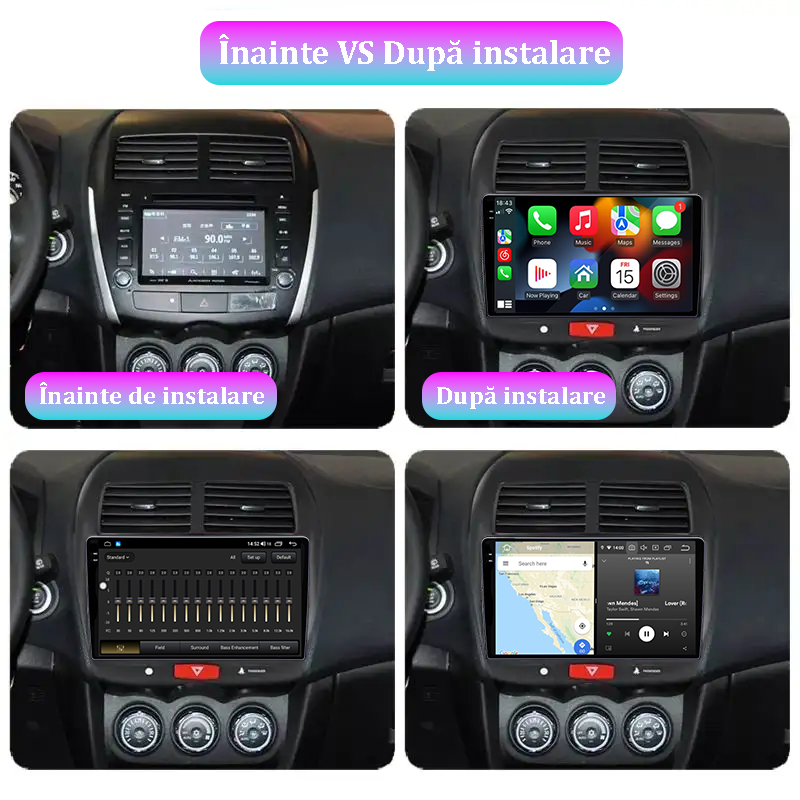 Navigatie dedicata Mitsubishi ASX 2010-2019, 12GB RAM 256GB ROM, Android 13, Rezolutie 2K, Display QLED, 9", DSP, Carplay, Android Auto, Internet, Youtube, Waze, Wi Fi, USB [5]