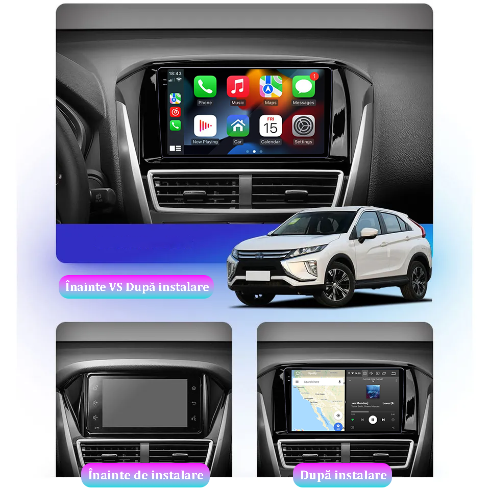 Navigatie dedicata Mitsubishi Eclipse 2017+, 12GB RAM 256GB ROM, Android 13, Rezolutie 2K, Display QLED, 9", DSP, Carplay, Android Auto, Internet, Youtube, Waze, Wi Fi, USB [5]