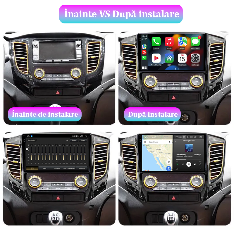 Navigatie dedicata Mitsubishi L200 2015-2019, 12GB RAM 256GB ROM, Android 13, Rezolutie 2K, Display QLED, 9", DSP, Carplay, Android Auto, Internet, Youtube, Waze, Wi Fi, USB [5]