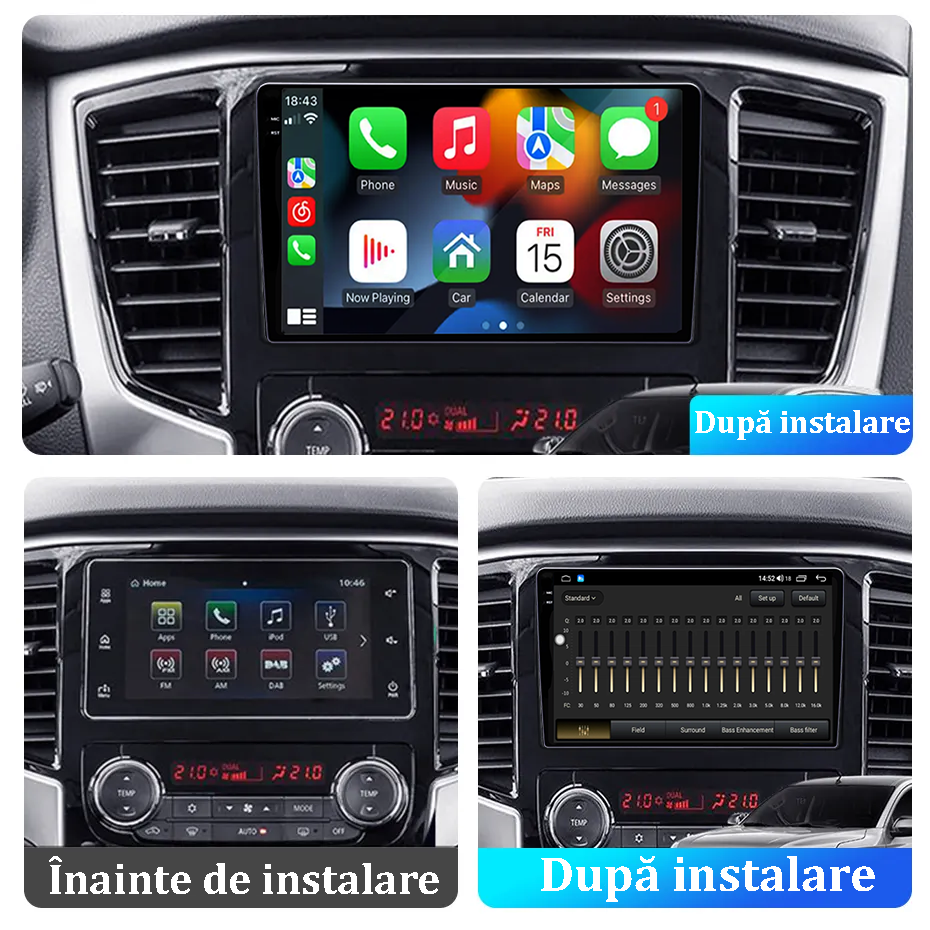 Navigatie dedicata Mitsubishi L200 2018-2020, 12GB RAM 256GB ROM, Android 13, Rezolutie 2K, Display QLED, 9", DSP, Carplay, Android Auto, Internet, Youtube, Waze, Wi Fi, USB [5]