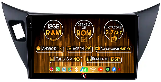 Navigatie dedicata Mitsubishi Lancer 2001-2007, 12GB RAM 256GB ROM, Android 13, Rezolutie 2K, Display QLED, 9", DSP, Carplay, Android Auto, Internet, Youtube, Waze, Wi Fi, USB [1]