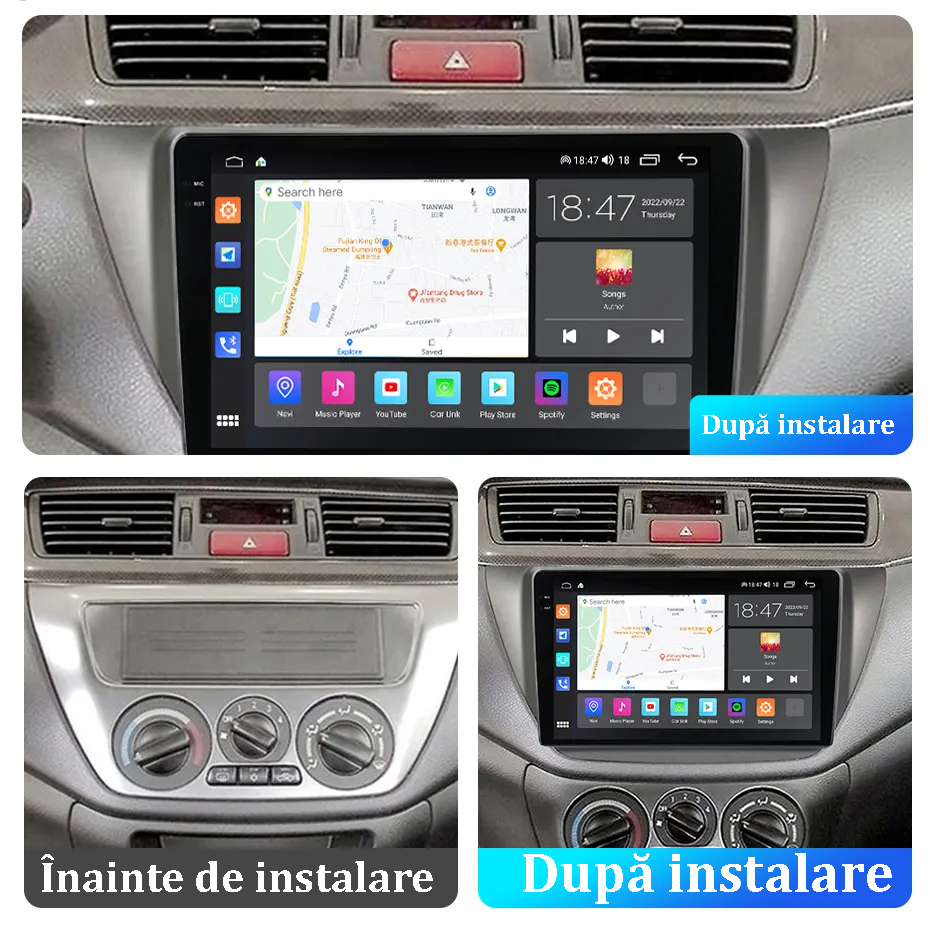 Navigatie dedicata Mitsubishi Lancer IX 2006-2010, 4GB RAM 32GB ROM, Android 13, Display 9 " , Internet ,Aplicatii , Waze , WI-FI , USB , Bluetooth , Mirrorlink [6]