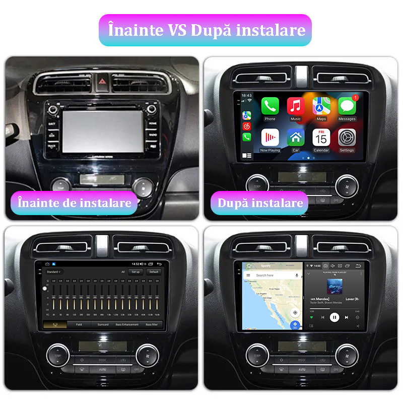 Navigatie dedicata Mitsubishi Mirage Attrage 2012-2018, 12GB RAM 256GB ROM, Android 13, Rezolutie 2K, Display QLED, 9", DSP, Carplay, Android Auto, Internet, Youtube, Waze, Wi Fi, [5]