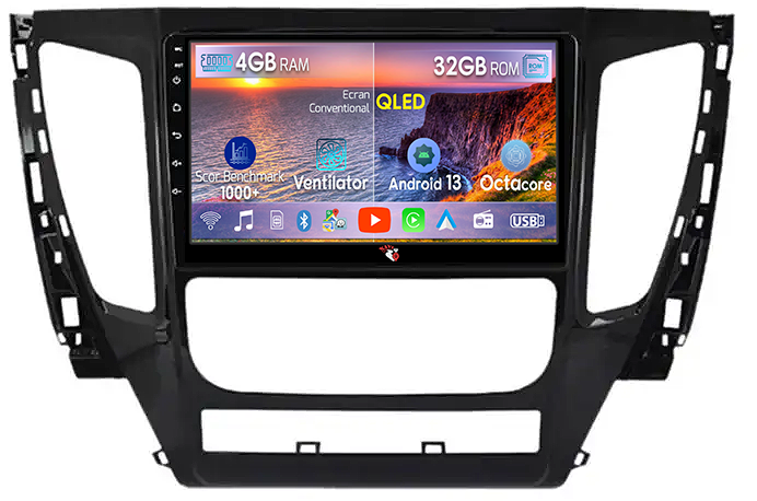 Navigatie dedicata Mitsubishi Pajero 2016-2018, 4 GB RAM 32 ROM, Android 13, Display QLED, 9", DSP, Carplay, Android Auto, Internet, Youtube , Waze , WI-FI , USB , Bluetooth [1]