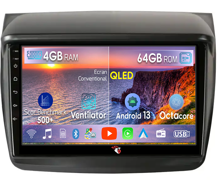 Navigatie dedicata Mitsubishi Pajero Sport 2014+, 4GB RAM 64GB ROM, Octacore, Android 13, Display QLED 9", DSP, Carplay, Android Auto, Internet, Youtube, Waze, WIFI, Bluetooth [1]