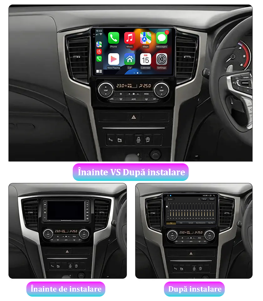 Navigatie dedicata Mitsubishi Triton 2019, 12GB RAM 256GB ROM, Android 13, Rezolutie 2K, Display QLED, 9", DSP, Carplay, Android Auto, Internet, Youtube, Waze, Wi Fi, USB [5]