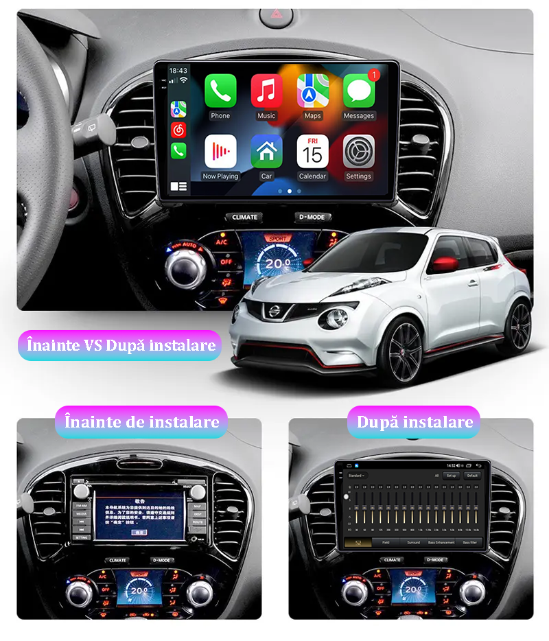 Navigatie dedicata Nissan Juke 2010-2014, 12GB RAM 256GB ROM, Android 13, Rezolutie 2K, Display QLED, 9", DSP, Carplay, Android Auto, Internet, Youtube, Waze, Wi Fi, USB [5]