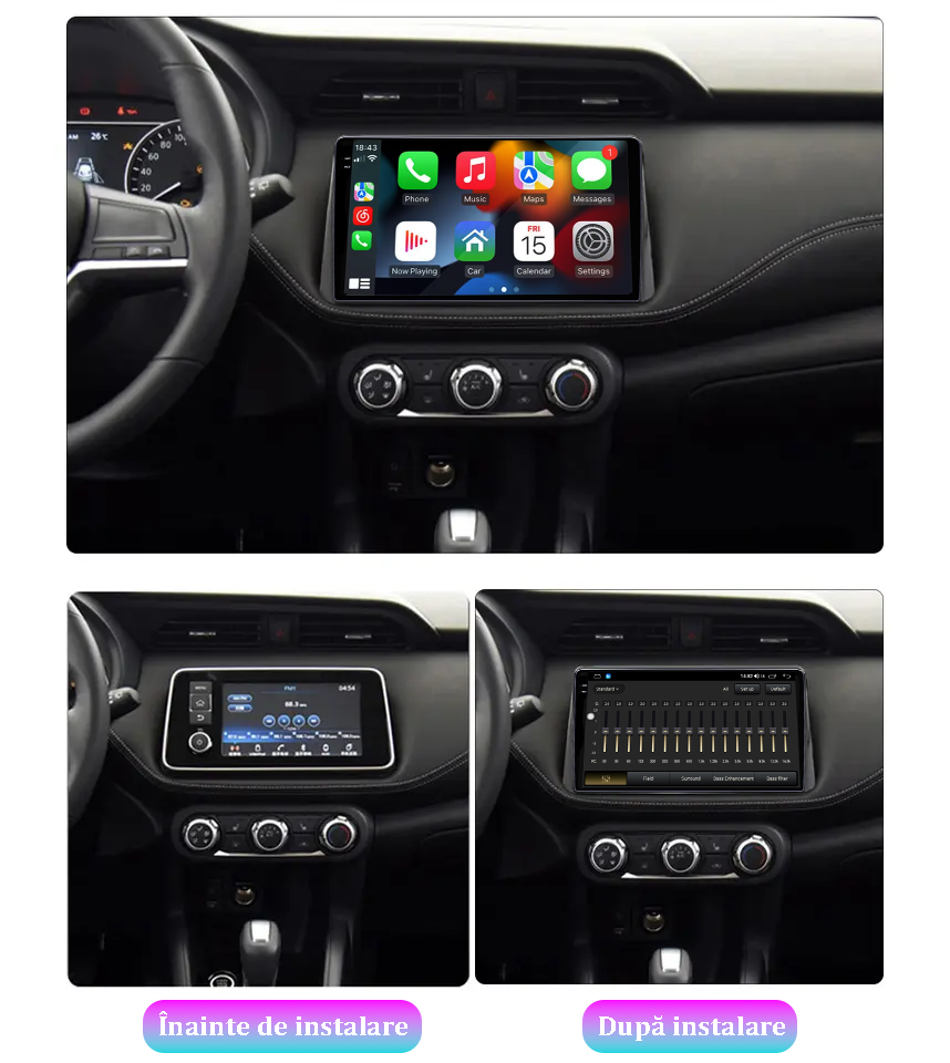 Navigatie dedicata Nissan Kicks 2016-2017, 12GB RAM 256GB ROM, Android 13, Rezolutie 2K, Display QLED, 9", DSP, Carplay, Android Auto, Internet, Youtube, Waze, Wi Fi, USB [5]