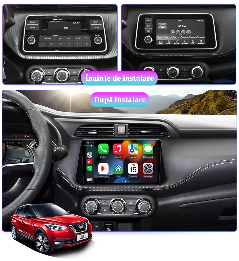 Navigatie dedicata Nissan Kicks Micra P15 2016-2020, 12GB RAM 256GB ROM, Android 13, Rezolutie 2K, Display QLED, 9", DSP, Carplay, Android Auto, Internet, Youtube, Waze, Wi Fi, US [5]