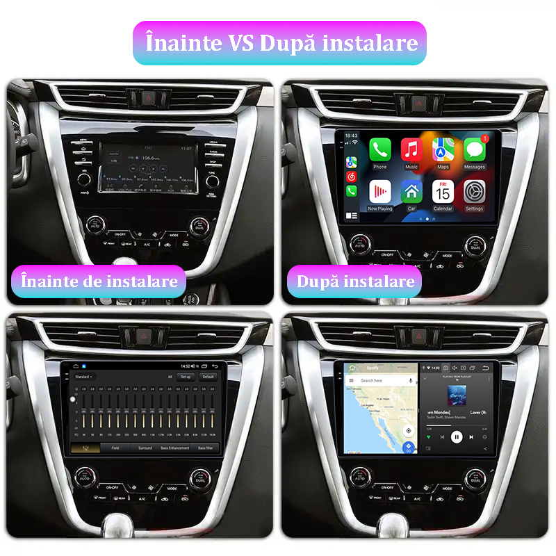 Navigatie dedicata Nissan Murano 2014-2020, 12GB RAM 256GB ROM, Android 13, Rezolutie 2K, Display QLED, 10", DSP, Carplay, Android Auto, Internet, Youtube, Waze, Wi Fi, USB [5]