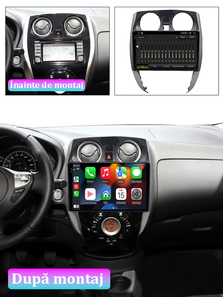 Navigatie dedicata Nissan Note 2012-2019, 12GB RAM 256GB ROM, Android 13, Rezolutie 2K, Display QLED, 9", DSP, Carplay, Android Auto, Internet, Youtube, Waze, Wi Fi, USB [5]