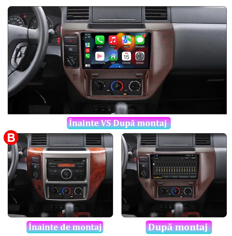 Navigatie dedicata Nissan Patrol 2004-2021, 12GB RAM 256GB ROM, Android 13, Rezolutie 2K, Display QLED, 9", DSP, Carplay, Android Auto, Internet, Youtube, Waze, Wi Fi, USB [5]