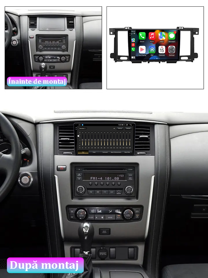 Navigatie dedicata Nissan Patrol 2010-2020, 12GB RAM 256GB ROM, Android 13, Rezolutie 2K, Display QLED, 9", DSP, Carplay, Android Auto, Internet, Youtube, Waze, Wi Fi, USB [5]