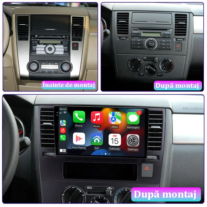 Navigatie dedicata Nissan Tiida 2005-2010, 12GB RAM 256GB ROM, Android 13, Rezolutie 2K, Display QLED, 9", DSP, Carplay, Android Auto, Internet, Youtube, Waze, Wi Fi, USB [5]