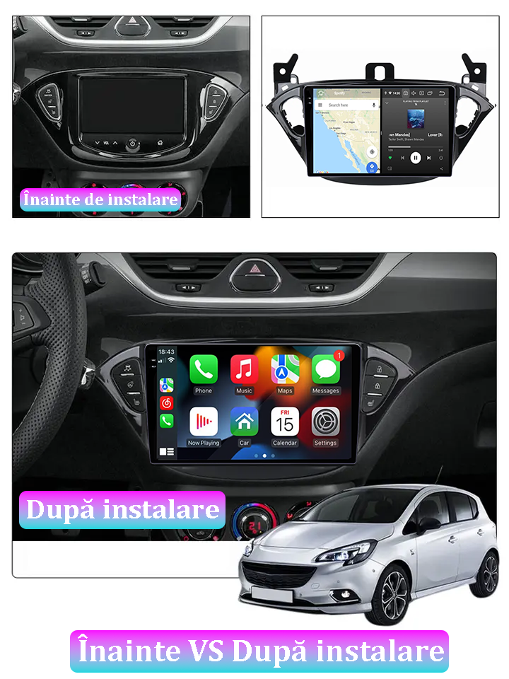 Navigatie dedicata Opel Corsa 2014-2019, 12GB RAM 256GB ROM, Android 13, Rezolutie 2K, Display QLED, 9", DSP, Carplay, Android Auto, Internet, Youtube, Waze, Wi Fi, USB [5]