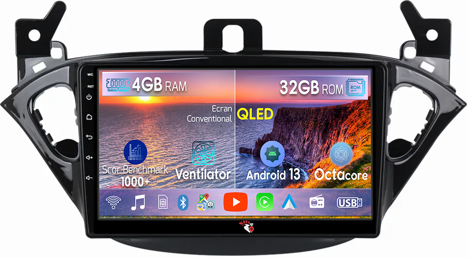 Navigatie dedicata Opel Corsa 2014-2019, 4 GB RAM 32 ROM, Android 13, Display QLED, 9", DSP, Carplay, Android Auto, Internet, Youtube , Waze , WI-FI , USB , Bluetooth [1]