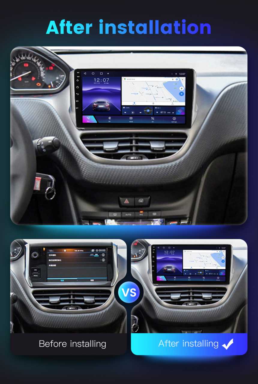 Navigatie dedicata Peugeot 2008 2013-2020, 4 GB RAM 32 ROM, Android 13, Display QLED, 10", DSP, Carplay, Android Auto, Internet, Youtube , Waze , WI-FI , USB , Bluetooth [8]