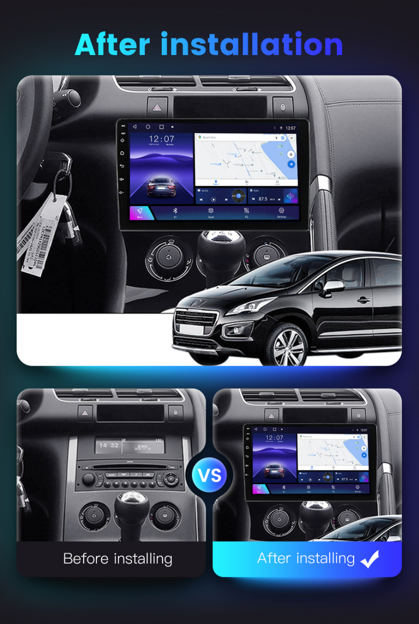 (Resigilata) Navigatie dedicata Peugeot 3008/5008 2009-2016, 2GB RAM 32GB ROM, Quad Core, Display 9" IPS Full HD, Carplay&Android Auto, Android 14, Suport camere AHD [6]