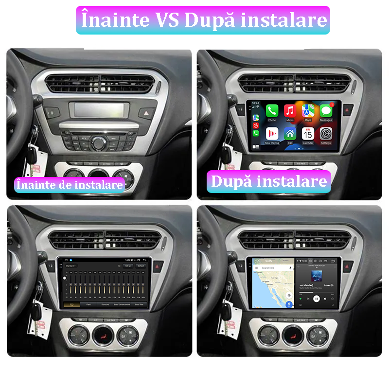 Navigatie dedicata Peugeot 301 2013-2016, 12GB RAM 256GB ROM, Android 13, Rezolutie 2K, Display QLED, 9", DSP, Carplay, Android Auto, Internet, Youtube, Waze, Wi Fi, USB [2]