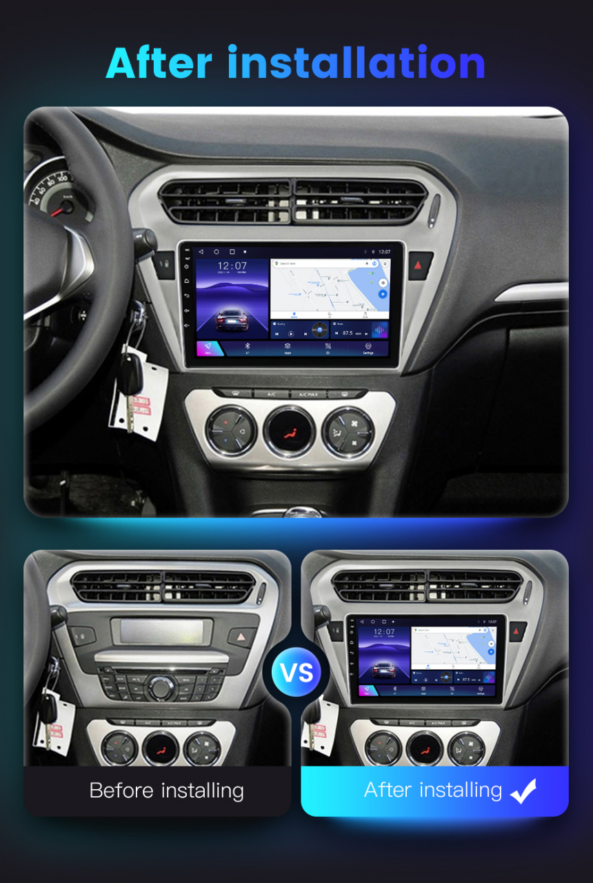 (Resigilata) Navigatie Peugeot 301 2013-2016, C-Elysee 2012+, 2GB RAM 32GB ROM, Quad Core, Display 9" IPS Full HD, Carplay, Android 13, Bluetooth, Magazin Play, Suport camere AHD [4]