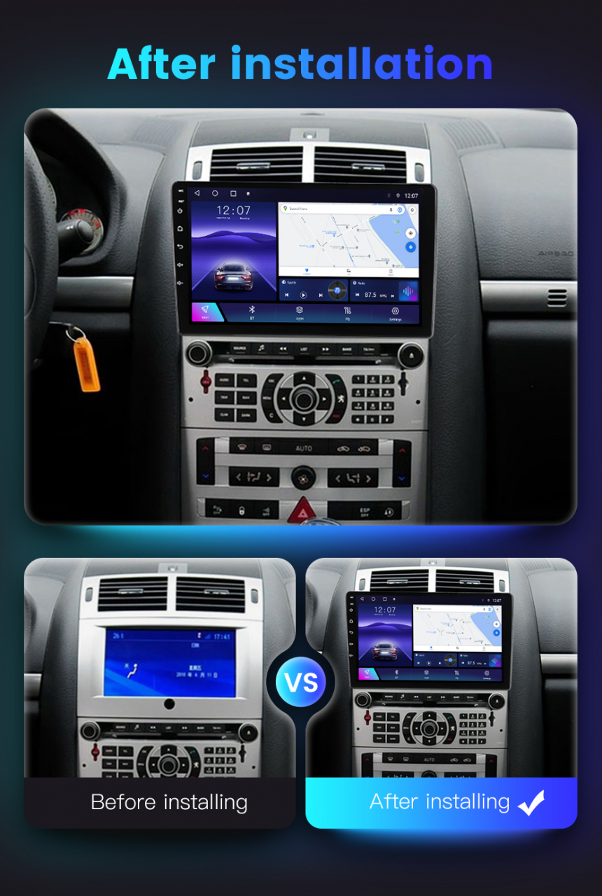 (Resigilata) Navigatie dedicata Peugeot 407 2004-2011, 2GB RAM 32GB ROM, Quad Core, Display 9" IPS Full HD, Carplay, Android 13, Bluetooth, Magazin Play, Suport camere AHD [7]