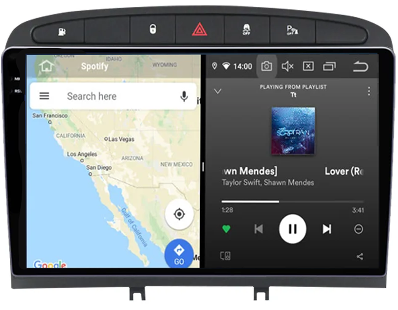 Navigatie dedicata Peugeot 408 2008-2020, 12GB RAM 256GB ROM, Android 13, Rezolutie 2K, Display QLED, 9", DSP, Carplay, Android Auto, Internet, Youtube, Waze, Wi Fi, USB [4]