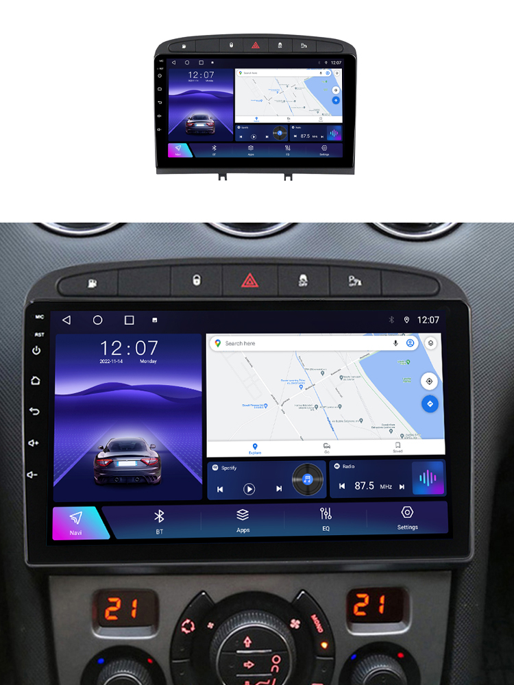 Navigatie dedicata Peugeot 408 Black, 4GB RAM 64GB ROM, Octacore, Android 13, Display QLED 9", DSP, Carplay, Android Auto, Internet, Youtube, Waze, WIFI, Bluetooth [4]