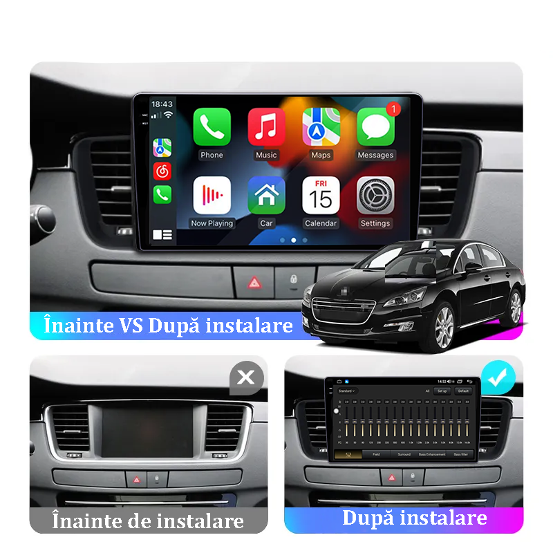 Navigatie dedicata Peugeot 508, 12GB RAM 256GB ROM, Android 13, Rezolutie 2K, Display QLED, 9", DSP, Carplay, Android Auto, Internet, Youtube, Waze, Wi Fi, USB [5]