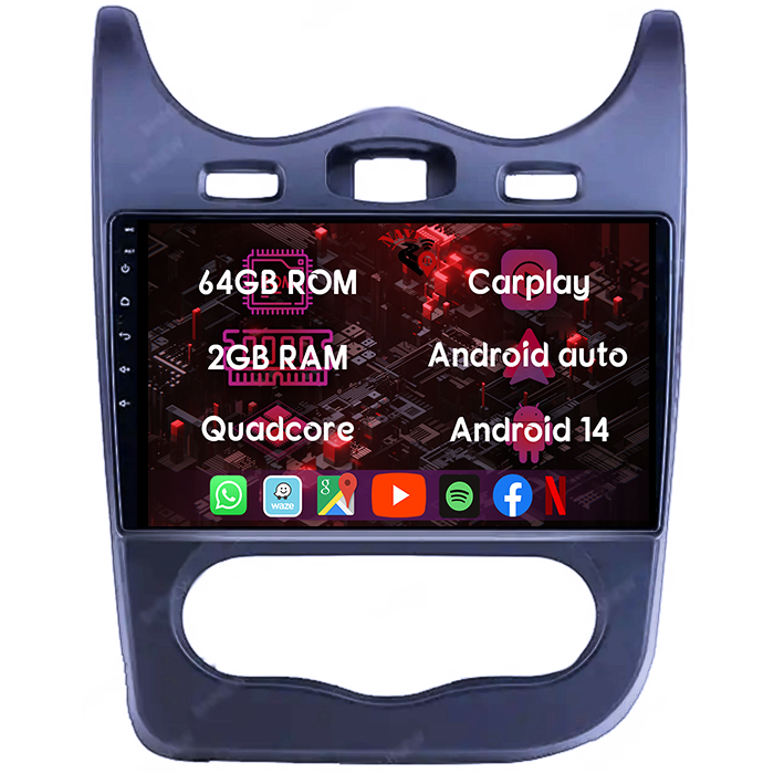 (Resigilata) Navigatie dedicata Renault Sandero 2013-2014, 2GB RAM 32GB ROM, Quad Core, Display 9" IPS Full HD, Carplay, Android 13, Bluetooth, Magazin Play, Suport camere AHD [10]