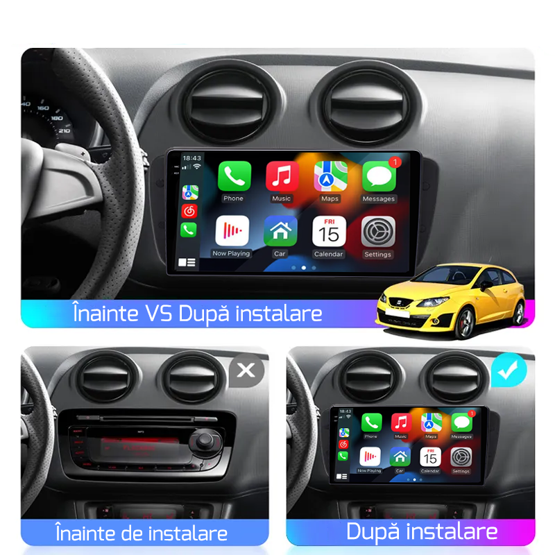 Navigatie dedicata Seat Ibiza 2009-2013, 12GB RAM 256GB ROM, Android 13, Rezolutie 2K, Display QLED, 9", DSP, Carplay, Android Auto, Internet, Youtube, Waze, Wi Fi, USB [5]