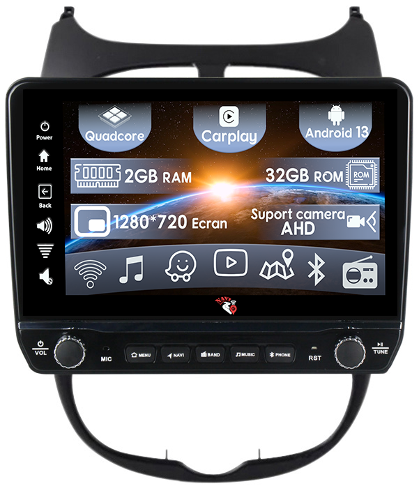 Navigatie dedicata Peugeot 206 2004-2008 cu butoane rotative model 2024, 9 Inch, 2GB RAM 32GB ROM, Quadcore, Android 13, WiFi, Bluetooth, Magazin Play [1]