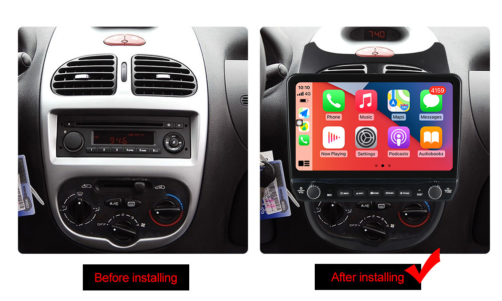 Navigatie dedicata Peugeot 206 2004-2008 cu butoane rotative model 2024, 9 Inch, 2GB RAM 32GB ROM, Quadcore, Android 13, WiFi, Bluetooth, Magazin Play [5]