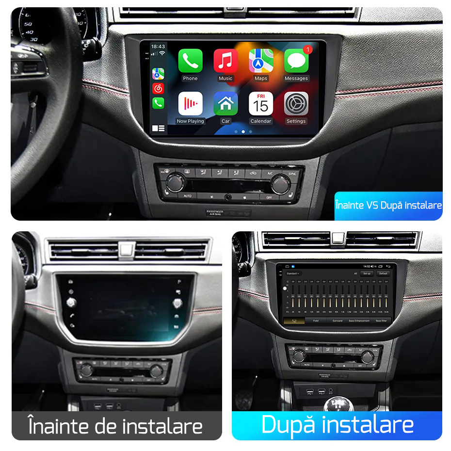 Navigatie dedicata Seat Ibiza 2017-2022, 12GB RAM 256GB ROM, Android 13, Rezolutie 2K, Display QLED, 9", DSP, Carplay, Android Auto, Internet, Youtube, Waze, Wi Fi, USB [4]