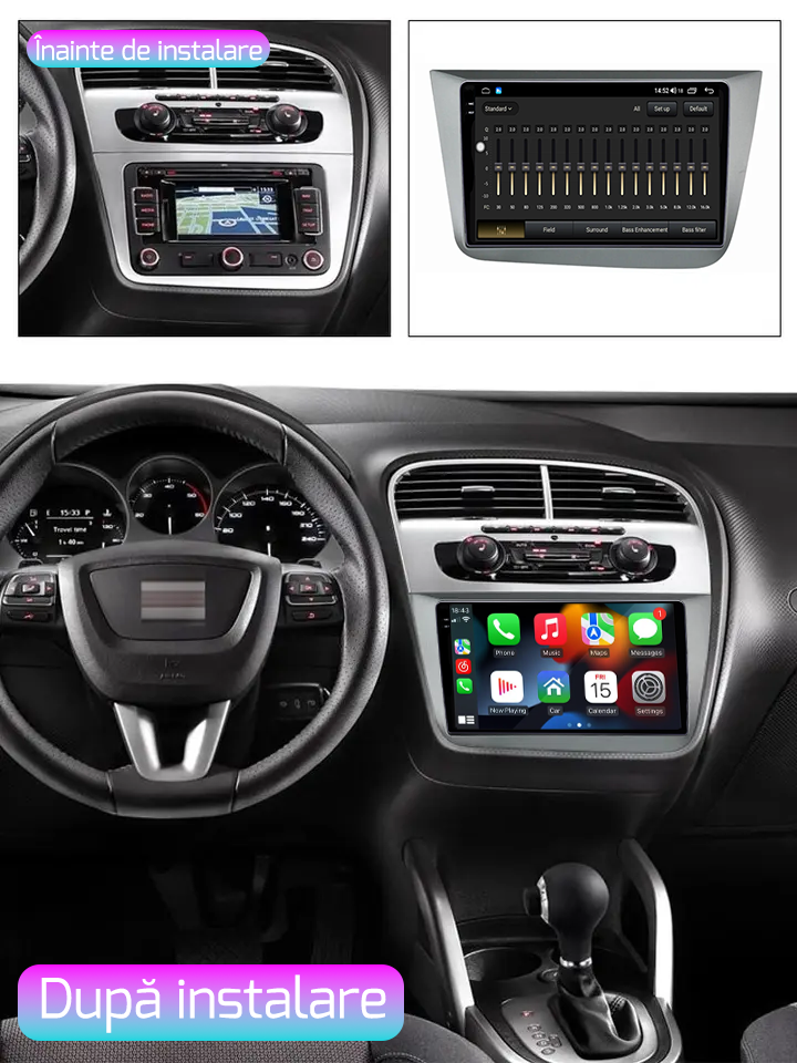 Navigatie dedicata Seat Leon 2005-2012, 4GB RAM 32GB ROM, Octacore, Android 14, Display QLED  9", DSP, Carplay&Android Auto, SIM 4G, Bluetooth, Ventilator Activ [5]