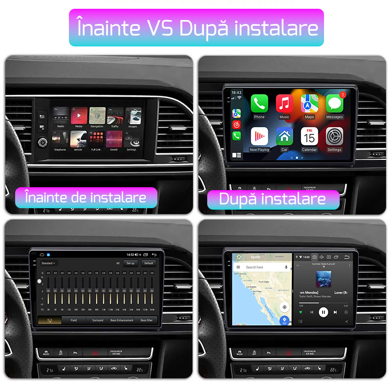 Navigatie dedicata Seat Leon 2012-2018, 12GB RAM 256GB ROM, Android 13, Rezolutie 2K, Display QLED, 9", DSP, Carplay, Android Auto, Internet, Youtube, Waze, Wi Fi, USB [2]