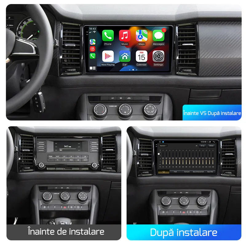 Navigatie dedicata Skoda Kodiaq 2016-2018, 12GB RAM 256GB ROM, Android 13, Rezolutie 2K, Display QLED, 9", DSP, Carplay, Android Auto, Internet, Youtube, Waze, Wi Fi, USB [5]