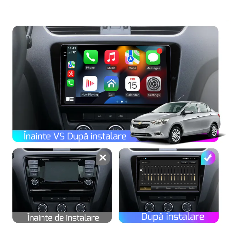 Navigatie dedicata Skoda Octavia 2013-2018, 12GB RAM 256GB ROM, Android 13, Rezolutie 2K, Display QLED, 10", DSP, Carplay, Android Auto, Internet, Youtube, Waze, Wi Fi, USB [2]